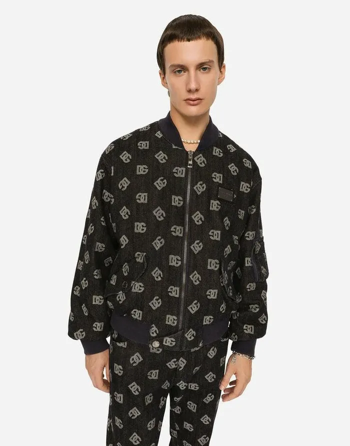 Dolce and Gabbana Coats And Jackets Men Stretch Cotton Jacquard Jacket With DG Monogram Design Blue Dolce and Gabbana Coats And Jackets Men Stretch Cotton Jacquard Jacket With DG Monogram Design Blue