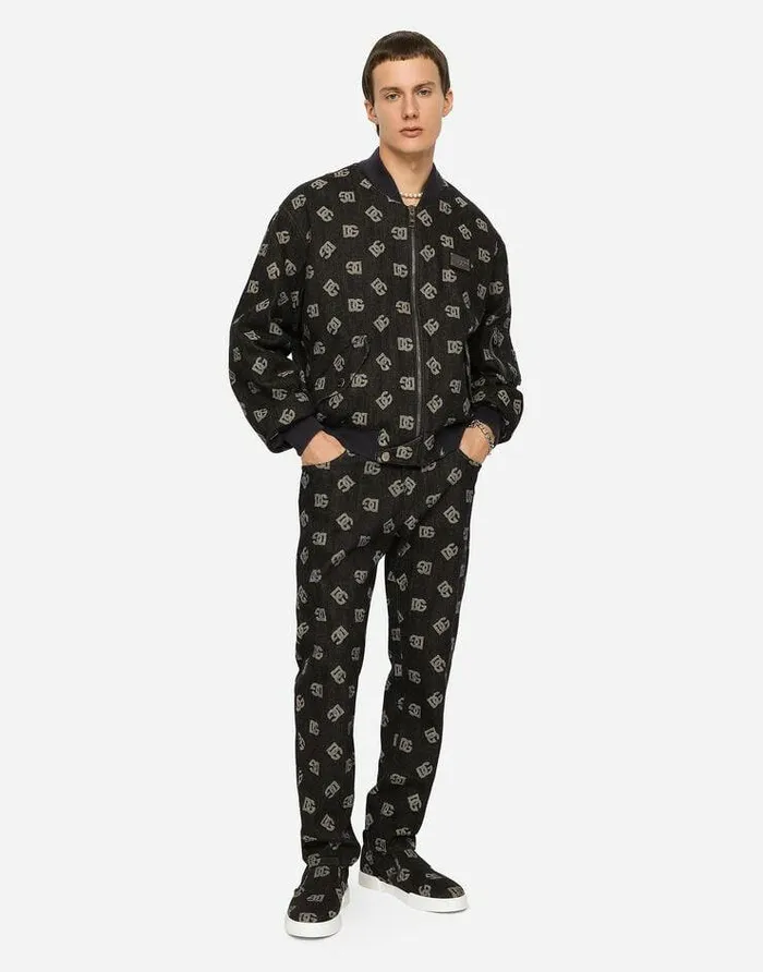 Dolce and Gabbana Coats And Jackets Men Stretch Cotton Jacquard Jacket With DG Monogram Design Blue Dolce and Gabbana Coats And Jackets Men Stretch Cotton Jacquard Jacket With DG Monogram Design Blue