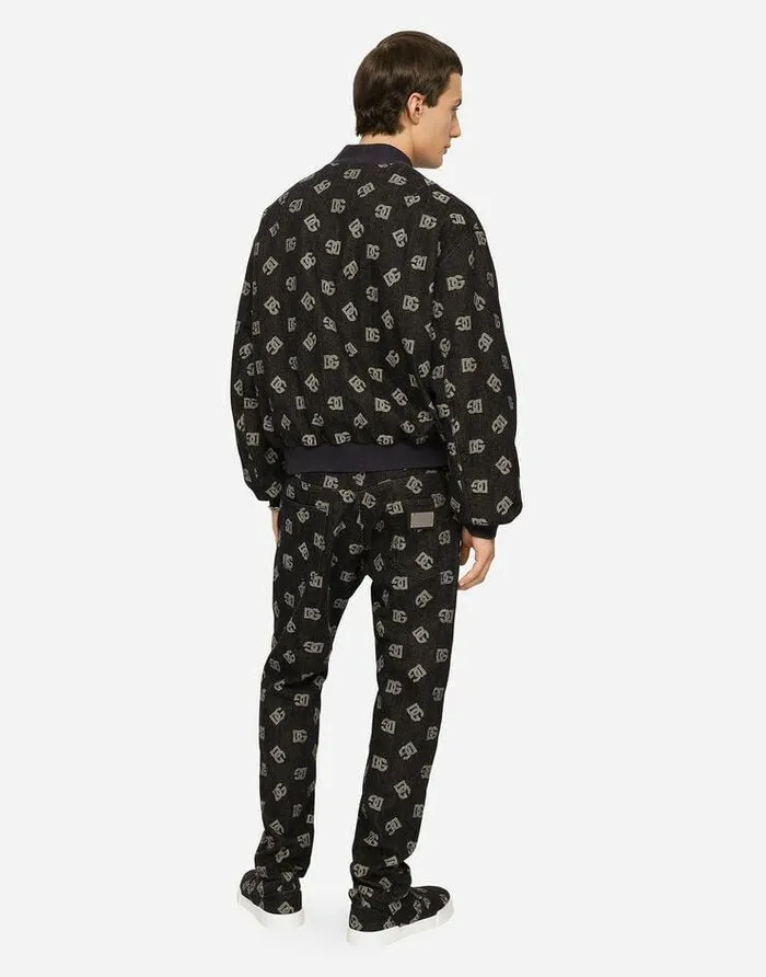 Dolce and Gabbana Coats And Jackets Men Stretch Cotton Jacquard Jacket With DG Monogram Design Blue Dolce and Gabbana Coats And Jackets Men Stretch Cotton Jacquard Jacket With DG Monogram Design Blue