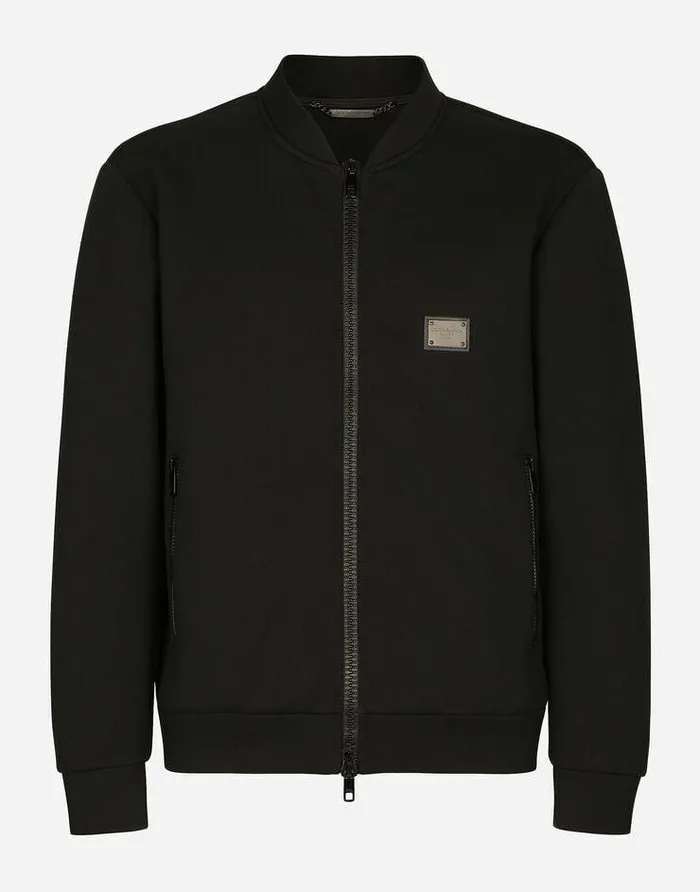 Dolce and Gabbana Coats And Jackets Men Technical Piqu Jacket With Branded Tag Black Dolce and Gabbana Coats And Jackets Men Technical Piqu Jacket With Branded Tag Black