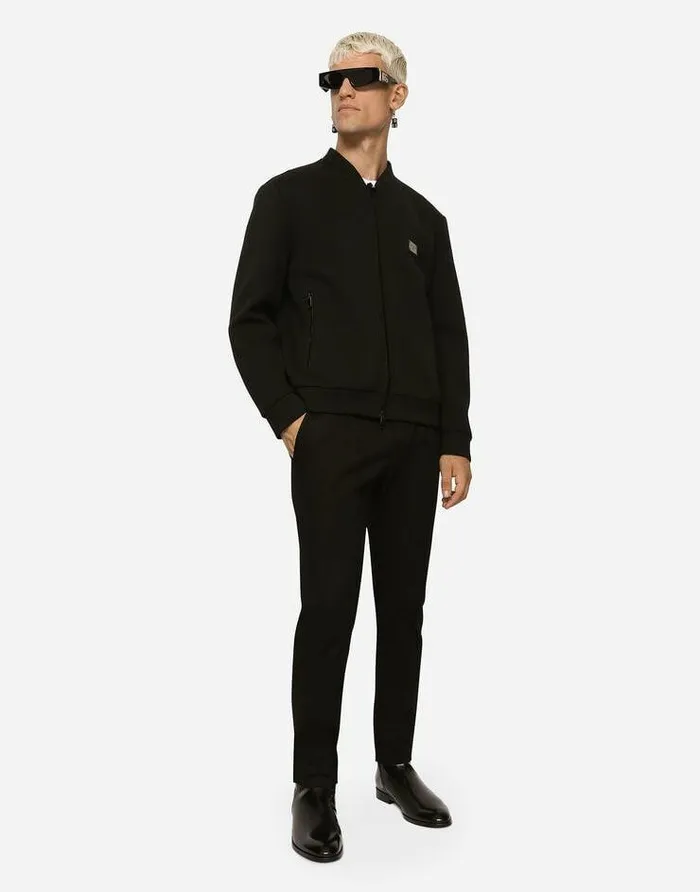 Dolce and Gabbana Coats And Jackets Men Technical Piqu Jacket With Branded Tag Black Dolce and Gabbana Coats And Jackets Men Technical Piqu Jacket With Branded Tag Black