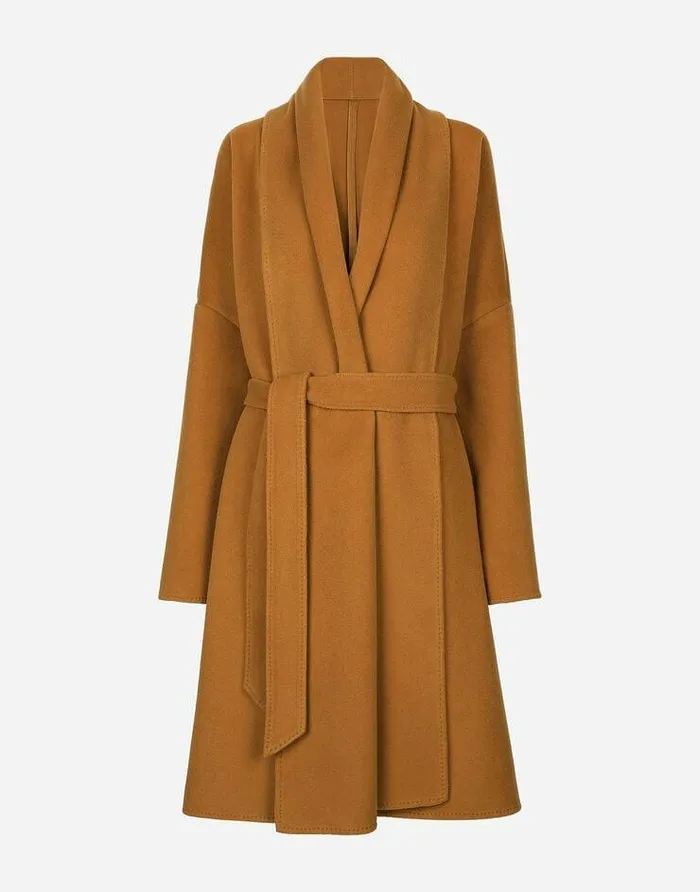 Dolce and Gabbana Coats And Jackets Women Belted Oversize Cashmere Wool Coat Yellow Dolce and Gabbana Coats And Jackets Women Belted Oversize Cashmere Wool Coat Yellow