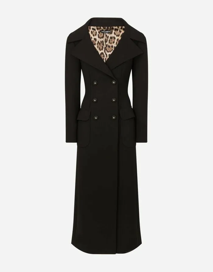 Dolce and Gabbana Coats And Jackets Women Doublebreasted Wool Coat With DG Buttons Black Dolce and Gabbana Coats And Jackets Women Doublebreasted Wool Coat With DG Buttons Black
