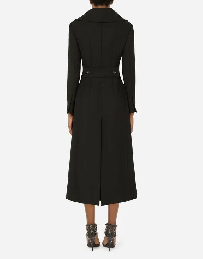 Dolce and Gabbana Coats And Jackets Women Doublebreasted Wool Coat With DG Buttons Black Dolce and Gabbana Coats And Jackets Women Doublebreasted Wool Coat With DG Buttons Black