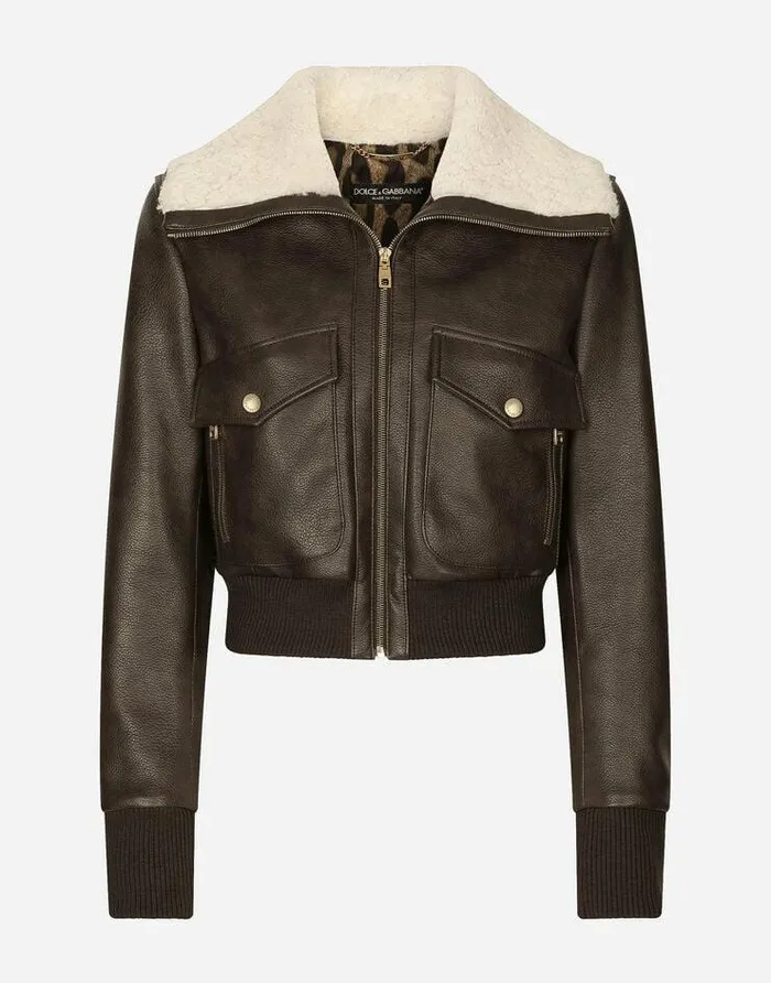 Dolce and Gabbana Coats And Jackets Women Faux Leather And Sheepskin Jacket Multicolor