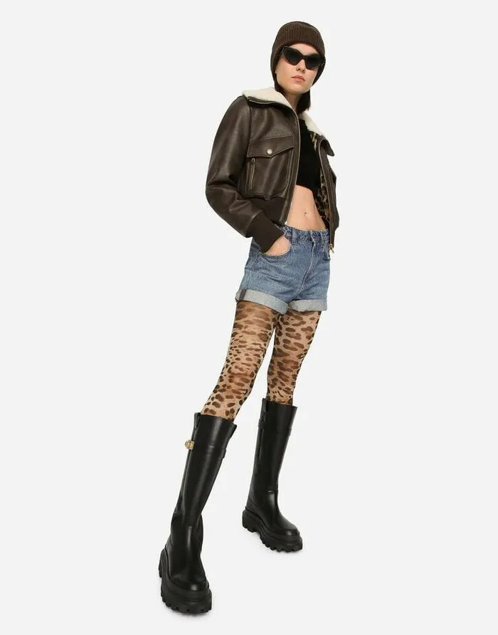 Dolce and Gabbana Coats And Jackets Women Faux Leather And Sheepskin Jacket Multicolor Dolce and Gabbana Coats And Jackets Women Faux Leather And Sheepskin Jacket Multicolor