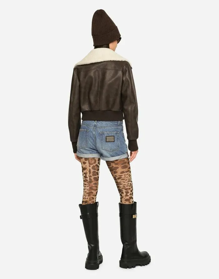 Dolce and Gabbana Coats And Jackets Women Faux Leather And Sheepskin Jacket Multicolor Dolce and Gabbana Coats And Jackets Women Faux Leather And Sheepskin Jacket Multicolor