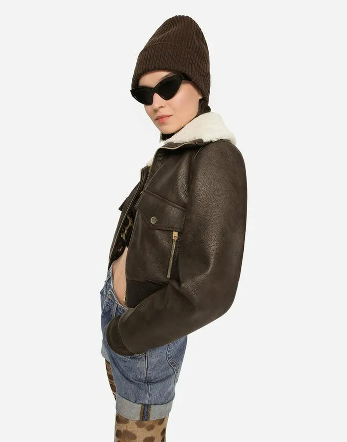 Dolce and Gabbana Coats And Jackets Women Faux Leather And Sheepskin Jacket Multicolor Dolce and Gabbana Coats And Jackets Women Faux Leather And Sheepskin Jacket Multicolor