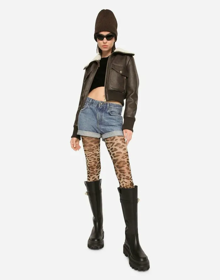 Dolce and Gabbana Coats And Jackets Women Faux Leather And Sheepskin Jacket Multicolor Dolce and Gabbana Coats And Jackets Women Faux Leather And Sheepskin Jacket Multicolor