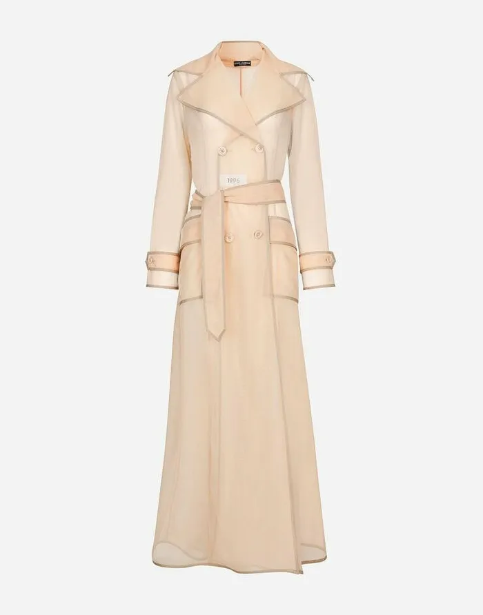 Dolce and Gabbana Coats And Jackets Women KIM DOLCEandGABBANA Marquisette Trench Coat With Belt Pale Pink Dolce and Gabbana Coats And Jackets Women KIM DOLCEandGABBANA Marquisette Trench Coat With Belt Pale Pink