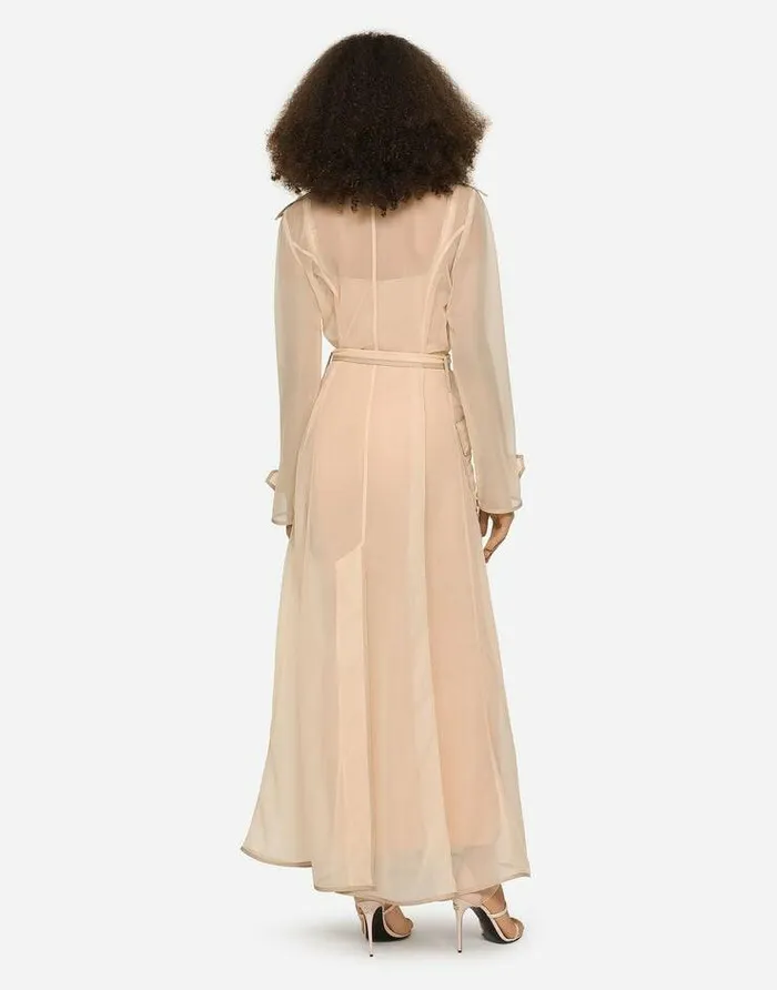 Dolce and Gabbana Coats And Jackets Women KIM DOLCEandGABBANA Marquisette Trench Coat With Belt Pale Pink Dolce and Gabbana Coats And Jackets Women KIM DOLCEandGABBANA Marquisette Trench Coat With Belt Pale Pink