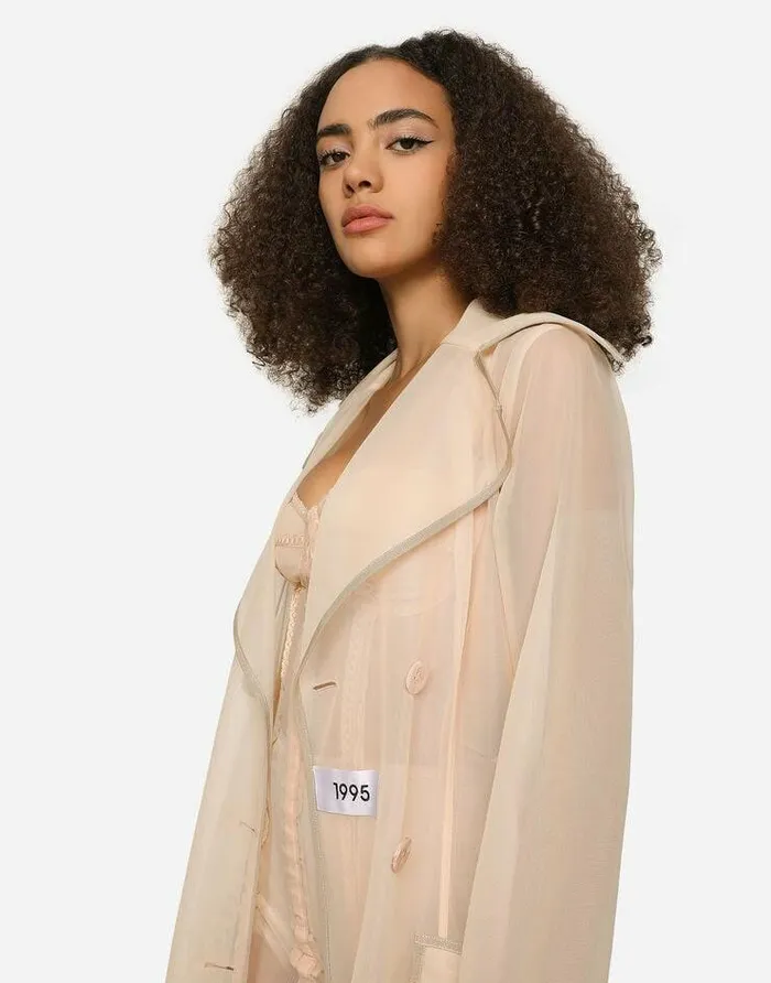 Dolce and Gabbana Coats And Jackets Women KIM DOLCEandGABBANA Marquisette Trench Coat With Belt Pale Pink Dolce and Gabbana Coats And Jackets Women KIM DOLCEandGABBANA Marquisette Trench Coat With Belt Pale Pink