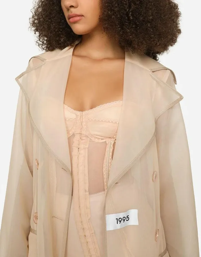 Dolce and Gabbana Coats And Jackets Women KIM DOLCEandGABBANA Marquisette Trench Coat With Belt Pale Pink Dolce and Gabbana Coats And Jackets Women KIM DOLCEandGABBANA Marquisette Trench Coat With Belt Pale Pink