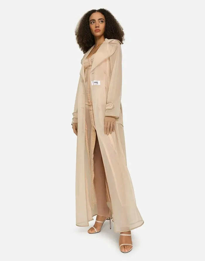 Dolce and Gabbana Coats And Jackets Women KIM DOLCEandGABBANA Marquisette Trench Coat With Belt Pale Pink Dolce and Gabbana Coats And Jackets Women KIM DOLCEandGABBANA Marquisette Trench Coat With Belt Pale Pink