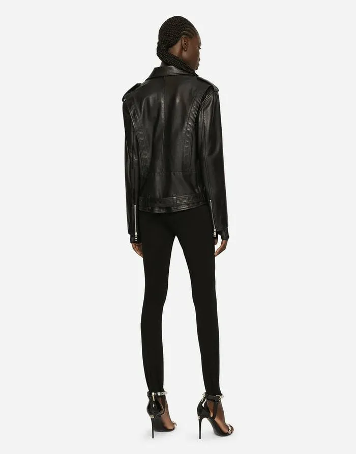 Dolce and Gabbana Coats And Jackets Women Leather Biker Jacket Black Dolce and Gabbana Coats And Jackets Women Leather Biker Jacket Black