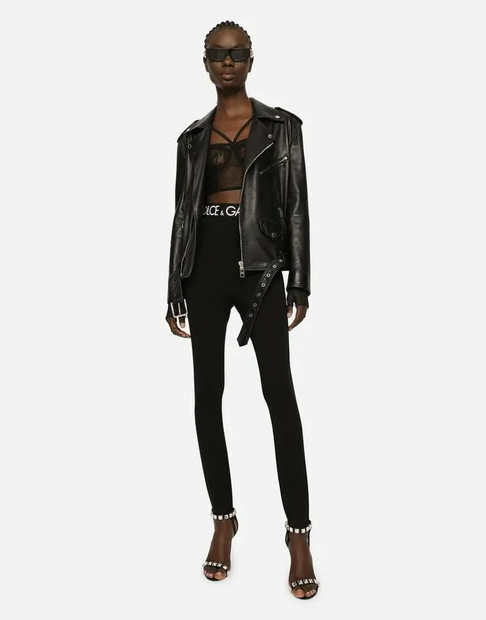 Dolce and Gabbana Coats And Jackets Women Leather Biker Jacket Black Dolce and Gabbana Coats And Jackets Women Leather Biker Jacket Black