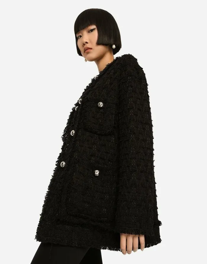 Dolce and Gabbana Coats And Jackets Women Singlebreasted Rushstitch Jacket Black Dolce and Gabbana Coats And Jackets Women Singlebreasted Rushstitch Jacket Black