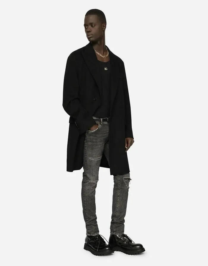 Dolce and Gabbana Denim Men Gray Skinny Stretch Jeans With Rips Multicolor