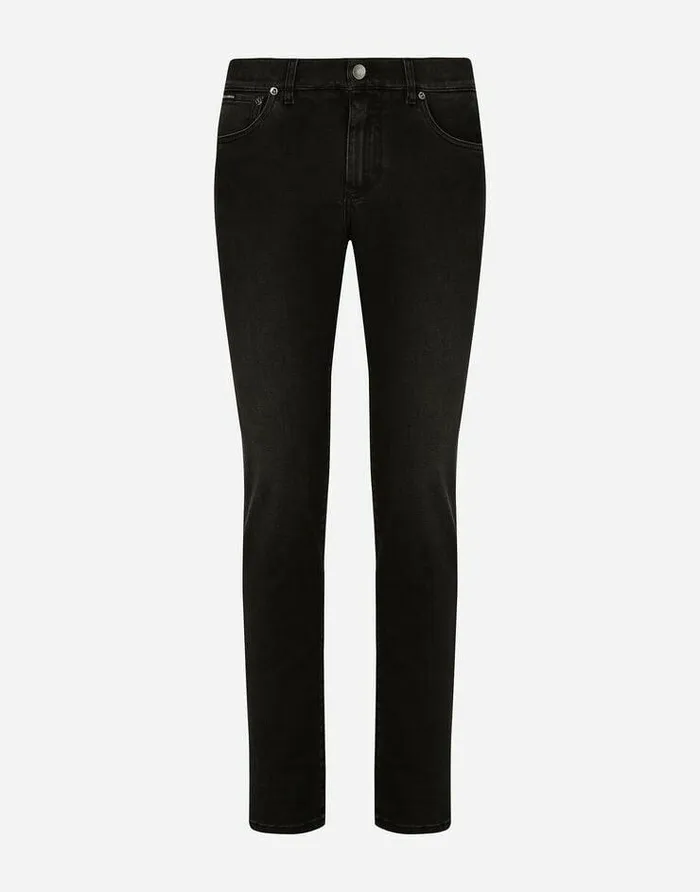 Dolce and Gabbana Denim Men Gray Wash Slimfit Stretch Jeans Multicolor