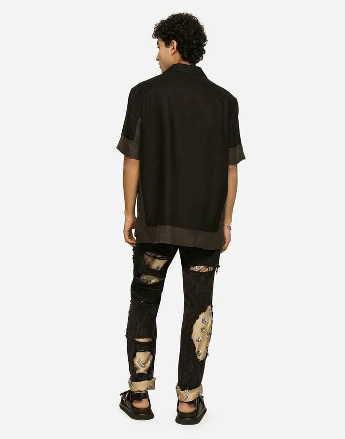 Dolce and Gabbana Denim Men Jeans With Coin Print Silk Twill Interior Multicolor Dolce and Gabbana Denim Men Jeans With Coin Print Silk Twill Interior Multicolor