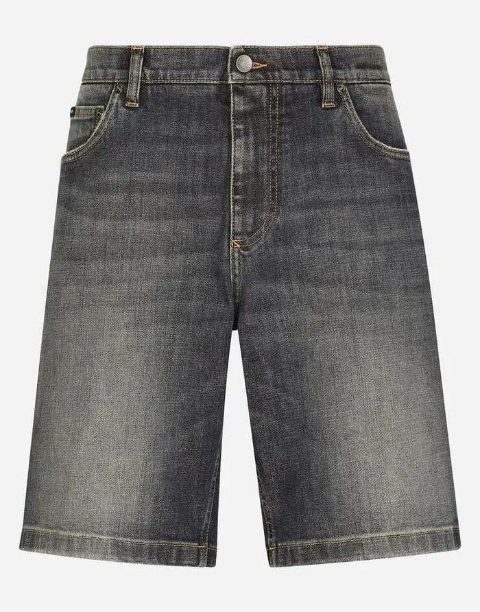 Dolce and Gabbana Denim Men Light Blue Wash Stretch Denim Shorts Multicolor