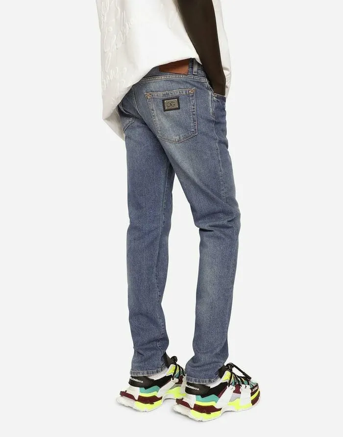 Dolce and Gabbana Denim Men Stretch Skinny Jeans With Small Abrasions Blue Dolce and Gabbana Denim Men Stretch Skinny Jeans With Small Abrasions Blue