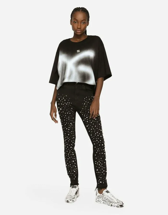 Dolce and Gabbana Denim Women Audrey Jeans With Studs Multicolor Dolce and Gabbana Denim Women Audrey Jeans With Studs Multicolor