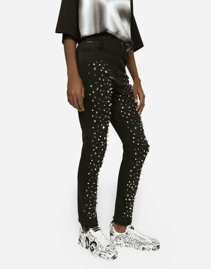 Dolce and Gabbana Denim Women Audrey Jeans With Studs Multicolor Dolce and Gabbana Denim Women Audrey Jeans With Studs Multicolor