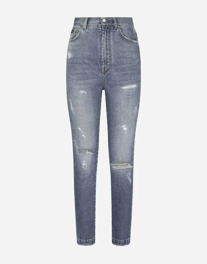 Dolce and Gabbana Denim Women Grace Jeans With Ripped Details Multicolor