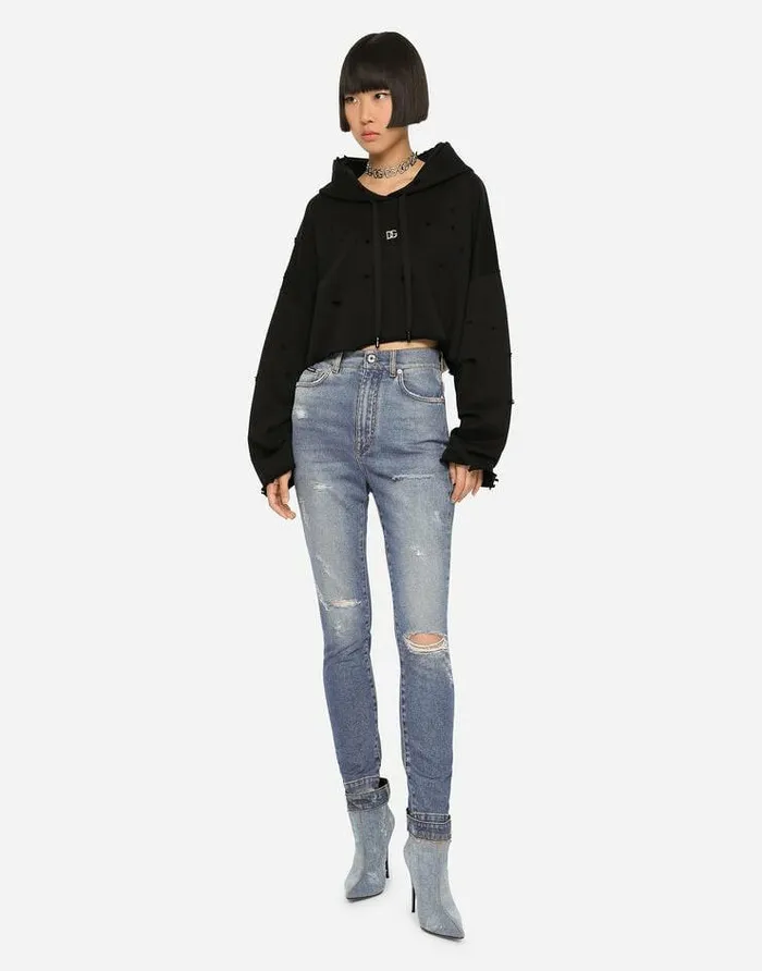 Dolce and Gabbana Denim Women Grace Jeans With Ripped Details Multicolor Dolce and Gabbana Denim Women Grace Jeans With Ripped Details Multicolor