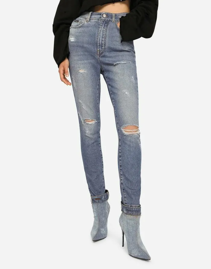 Dolce and Gabbana Denim Women Grace Jeans With Ripped Details Multicolor Dolce and Gabbana Denim Women Grace Jeans With Ripped Details Multicolor