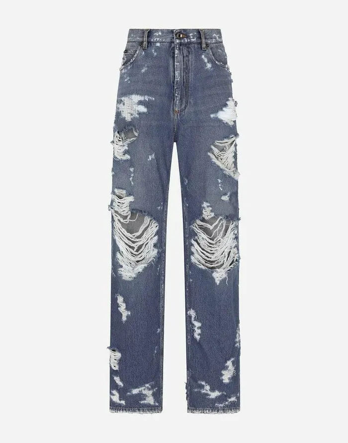 Dolce and Gabbana Denim Women Jeans With Ripped Details Multicolor