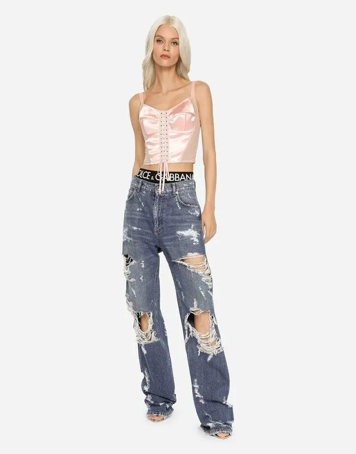 Dolce and Gabbana Denim Women Jeans With Ripped Details Multicolor Dolce and Gabbana Denim Women Jeans With Ripped Details Multicolor