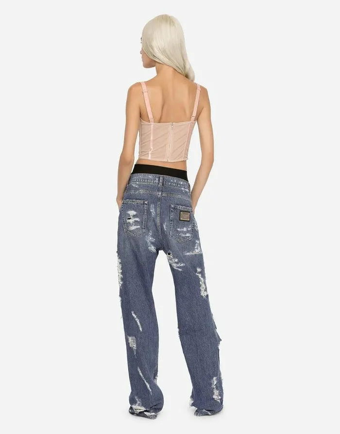 Dolce and Gabbana Denim Women Jeans With Ripped Details Multicolor Dolce and Gabbana Denim Women Jeans With Ripped Details Multicolor