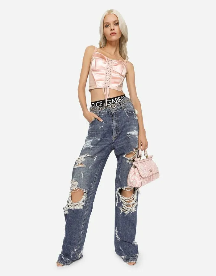 Dolce and Gabbana Denim Women Jeans With Ripped Details Multicolor Dolce and Gabbana Denim Women Jeans With Ripped Details Multicolor