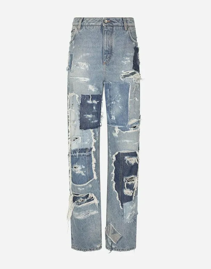 Dolce and Gabbana Denim Women Patchwork Denim Jeans With Ripped Details Multicolor