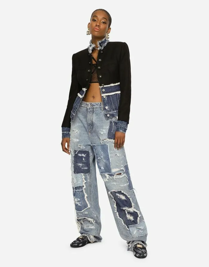 Dolce and Gabbana Denim Women Patchwork Denim Jeans With Ripped Details Multicolor Dolce and Gabbana Denim Women Patchwork Denim Jeans With Ripped Details Multicolor