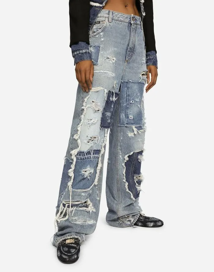Dolce and Gabbana Denim Women Patchwork Denim Jeans With Ripped Details Multicolor Dolce and Gabbana Denim Women Patchwork Denim Jeans With Ripped Details Multicolor