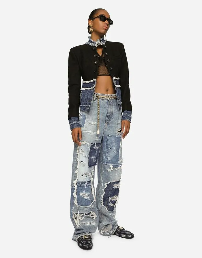 Dolce and Gabbana Denim Women Patchwork Denim Jeans With Ripped Details Multicolor Dolce and Gabbana Denim Women Patchwork Denim Jeans With Ripped Details Multicolor