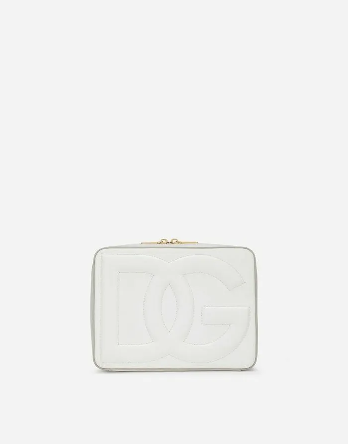Dolce and Gabbana DG Logo Bag Women Medium Calfskin Camera Bag With DG Logo White Dolce and Gabbana DG Logo Bag Women Medium Calfskin Camera Bag With DG Logo White