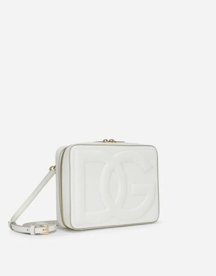 Dolce and Gabbana DG Logo Bag Women Medium Calfskin Camera Bag With DG Logo White Dolce and Gabbana DG Logo Bag Women Medium Calfskin Camera Bag With DG Logo White