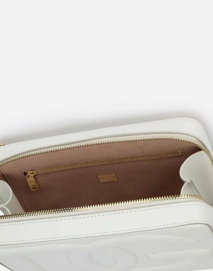 Dolce and Gabbana DG Logo Bag Women Medium Calfskin Camera Bag With DG Logo White Dolce and Gabbana DG Logo Bag Women Medium Calfskin Camera Bag With DG Logo White