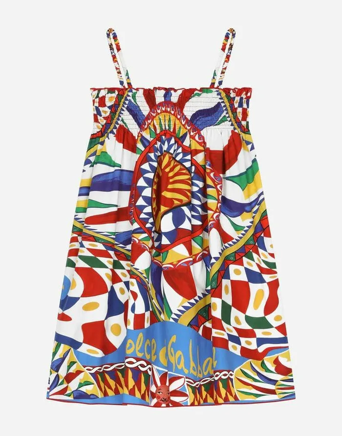 Dolce and Gabbana Dresses Children Carrettoprint Poplin Sun Dress Multicolor Dolce and Gabbana Dresses Children Carrettoprint Poplin Sun Dress Multicolor