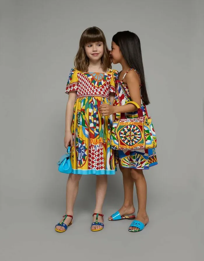 Dolce and Gabbana Dresses Children Carrettoprint Poplin Sun Dress Multicolor Dolce and Gabbana Dresses Children Carrettoprint Poplin Sun Dress Multicolor