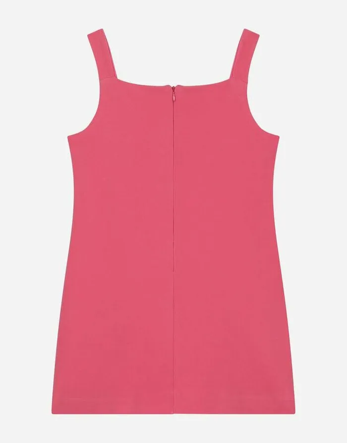 Dolce and Gabbana Dresses Children Interlock Dress With Metal DG Logo Pink Dolce and Gabbana Dresses Children Interlock Dress With Metal DG Logo Pink