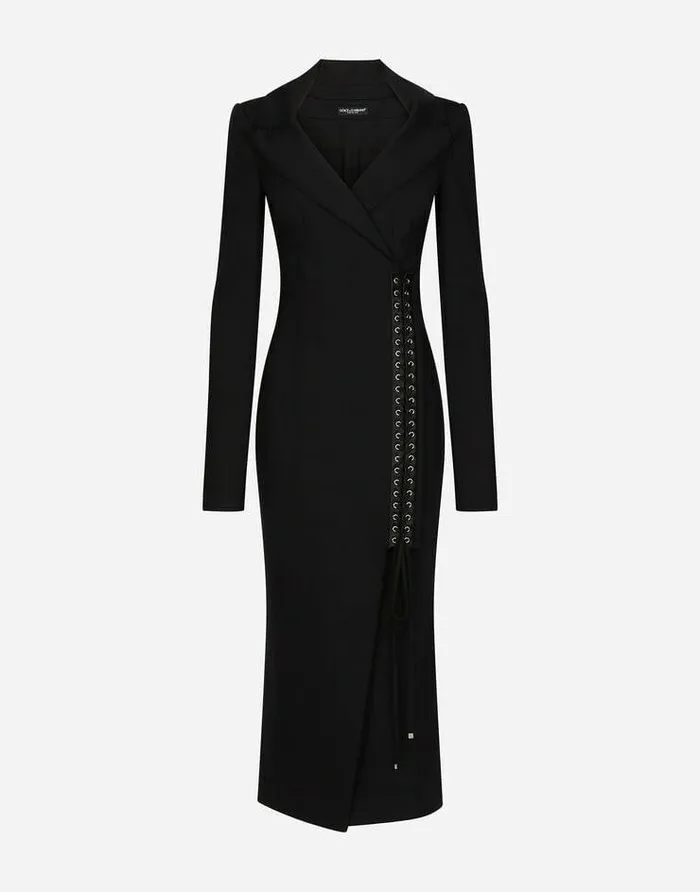 Dolce and Gabbana Dresses Women Jersey Coat Dress With Laces And Eyelets Black Dolce and Gabbana Dresses Women Jersey Coat Dress With Laces And Eyelets Black