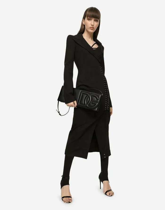 Dolce and Gabbana Dresses Women Jersey Coat Dress With Laces And Eyelets Black Dolce and Gabbana Dresses Women Jersey Coat Dress With Laces And Eyelets Black