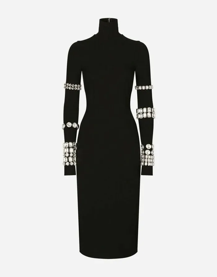 Dolce and Gabbana Dresses Women KIM DOLCEandGABBANA Calflength Dress In Jersey Milano Rib With Rhinestones Multicolor Dolce and Gabbana Dresses Women KIM DOLCEandGABBANA Calflength Dress In Jersey Milano Rib With Rhinestones Multicolor