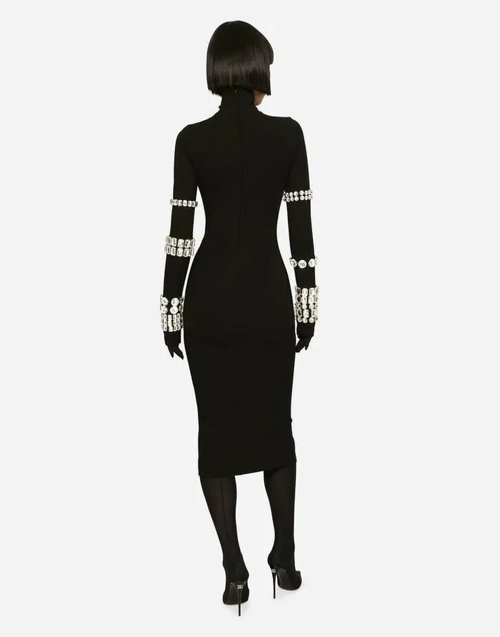 Dolce and Gabbana Dresses Women KIM DOLCEandGABBANA Calflength Dress In Jersey Milano Rib With Rhinestones Multicolor Dolce and Gabbana Dresses Women KIM DOLCEandGABBANA Calflength Dress In Jersey Milano Rib With Rhinestones Multicolor