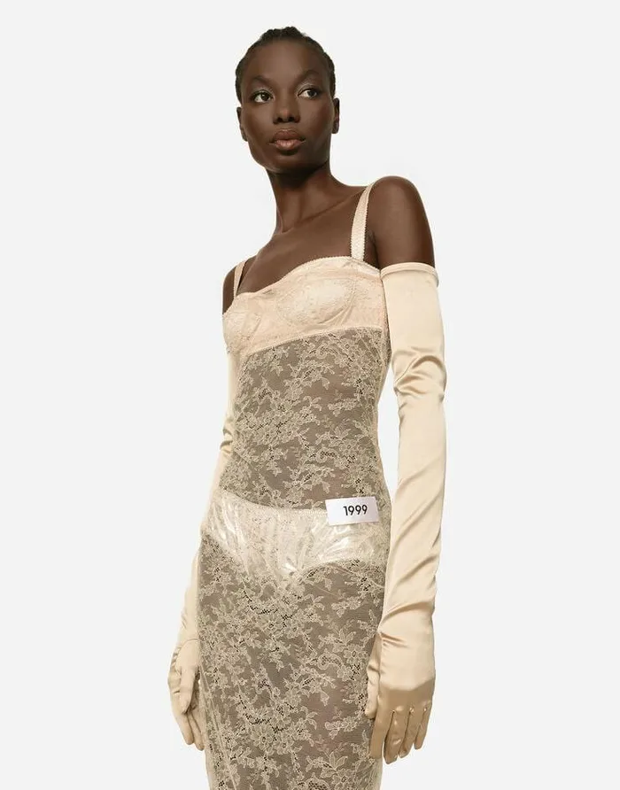 Dolce and Gabbana Dresses Women KIM DOLCEandGABBANA Long Floral Lace Dress With Lingerie Bra Beige Dolce and Gabbana Dresses Women KIM DOLCEandGABBANA Long Floral Lace Dress With Lingerie Bra Beige